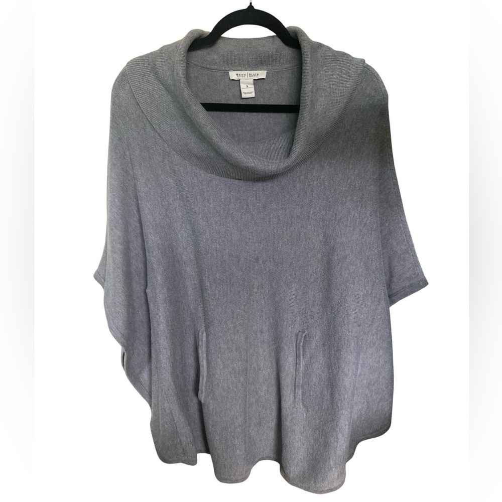 WHBM Cowl Neck Gray Poncho Sweater Size S